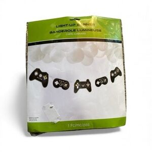 Light-Up Gaming Banner Kids Birthday Party Decor New in Packaging Controller